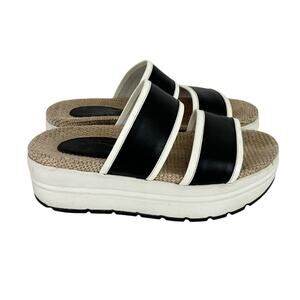 VOILE BLANCHE PLATFORM SLIP-ON LEATHER SANDALS WITH RAFFIA INSOLE WOMEN SIZE 7